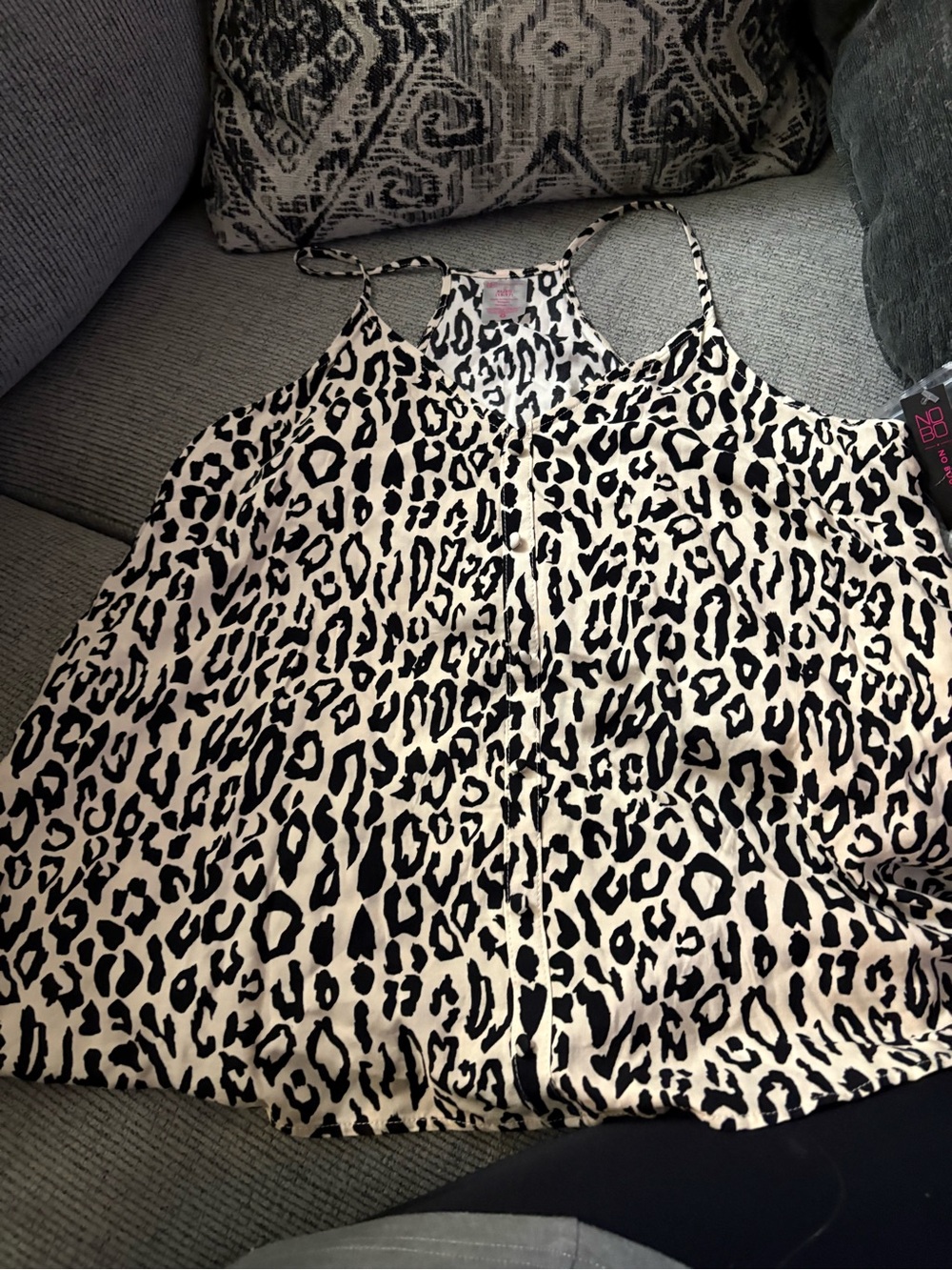 No Boundaries Black and White Leopard Print Cami Top